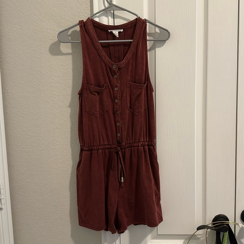 DARK RED ROMPER WITH POCKETS